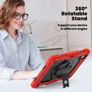 For iPad Pro 11 2024 Silicone Hybrid PC Tablet Case with Shoulder Strap(Red)