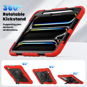 For iPad Pro 11 2024 Silicone Hybrid PC Tablet Case with Shoulder Strap(Red)