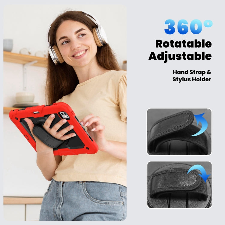 For iPad Pro 11 2024 Silicone Hybrid PC Tablet Case with Shoulder Strap(Red)