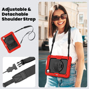 For iPad Pro 11 2024 Silicone Hybrid PC Tablet Case with Shoulder Strap(Red)