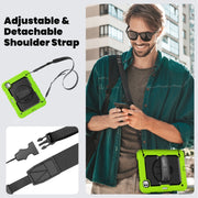 For iPad Pro 11 2024 Silicone Hybrid PC Tablet Case with Shoulder Strap(Black + Yellow Green)