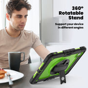For iPad Pro 11 2024 Silicone Hybrid PC Tablet Case with Shoulder Strap(Yellow Green + Black)