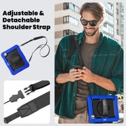For iPad Pro 11 2024 Silicone Hybrid PC Tablet Case with Shoulder Strap(Black + Dark Blue)