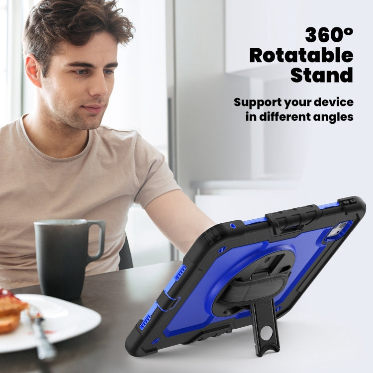 For iPad Pro 11 2024 Silicone Hybrid PC Tablet Case with Shoulder Strap(Dark Blue + Black)