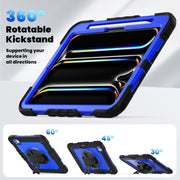 For iPad Pro 11 2024 Silicone Hybrid PC Tablet Case with Shoulder Strap(Dark Blue + Black)
