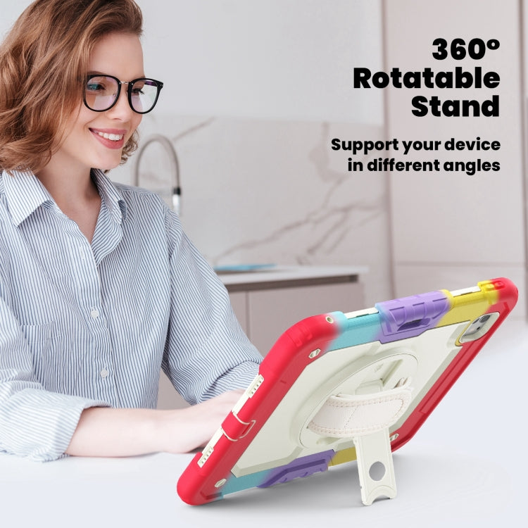 For iPad Pro 11 2024 Silicone Hybrid PC Tablet Case with Shoulder Strap(Camouflage Red)