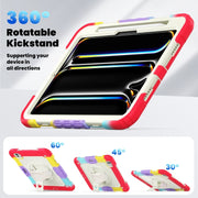 For iPad Pro 11 2024 Silicone Hybrid PC Tablet Case with Shoulder Strap(Camouflage Red)