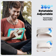 For iPad Pro 11 2024 Silicone Hybrid PC Tablet Case with Shoulder Strap(Camouflage Light Blue)