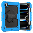 For iPad Pro 11 2024 Silicone Hybrid PC Tablet Case with Shoulder Strap(Black + Light Blue) - iPad Pro 11 2024 Cases by PMC TechLife | Online Shopping South Africa | PMC TechLife | Buy Now Pay Later Mobicred