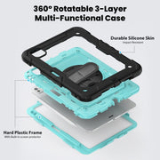 For iPad Pro 11 2024 Silicone Hybrid PC Tablet Case with Shoulder Strap(Light Blue + Black)