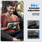 For iPad Pro 11 2024 Silicone Hybrid PC Tablet Case with Shoulder Strap(Light Blue + Black)