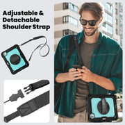 For iPad Pro 11 2024 Silicone Hybrid PC Tablet Case with Shoulder Strap(Light Blue + Black)