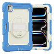For iPad Pro 11 2024 Silicone Hybrid PC Tablet Case with Shoulder Strap(Beige + Cyan-blue) - iPad Pro 11 2024 Cases by PMC TechLife | Online Shopping South Africa | PMC TechLife | Buy Now Pay Later Mobicred