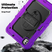 For iPad Pro 11 2024 Silicone Hybrid PC Tablet Case with Shoulder Strap(Purple)
