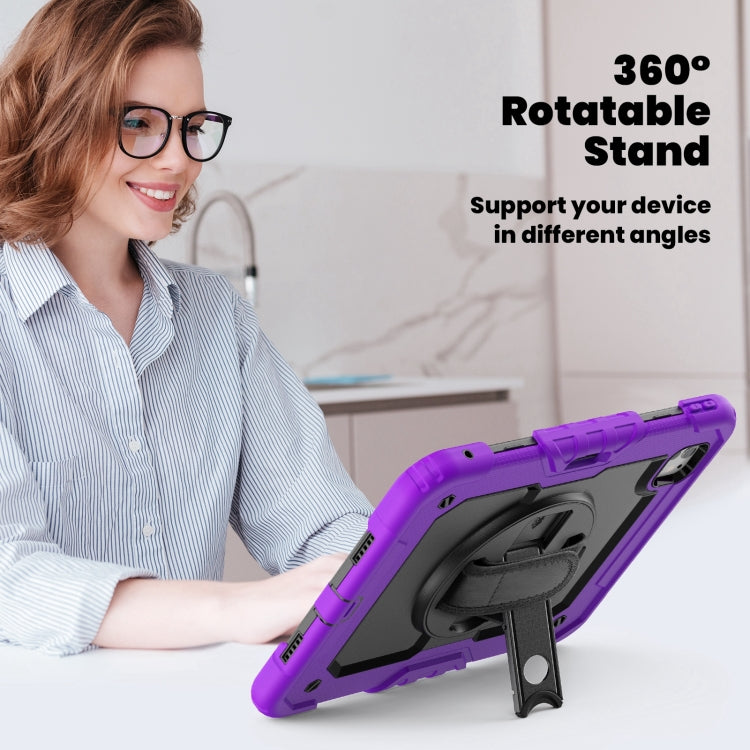 For iPad Pro 11 2024 Silicone Hybrid PC Tablet Case with Shoulder Strap(Purple)