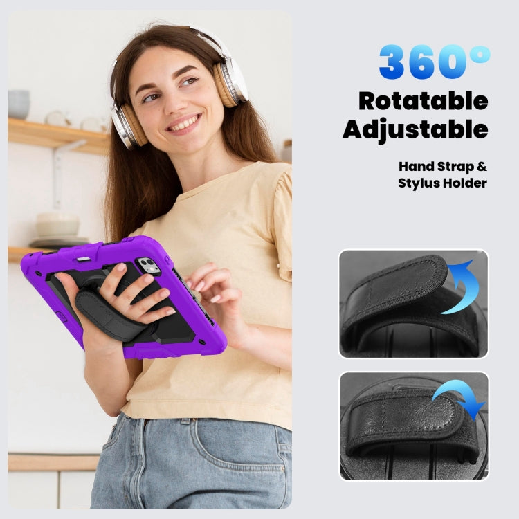 For iPad Pro 11 2024 Silicone Hybrid PC Tablet Case with Shoulder Strap(Purple)