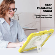 For iPad Pro 11 2024 Silicone Hybrid PC Tablet Case with Shoulder Strap(Beige + Yellow)