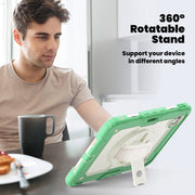For iPad Pro 11 2024 Silicone Hybrid PC Tablet Case with Shoulder Strap(Beige + Light Green)