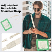 For iPad Pro 11 2024 Silicone Hybrid PC Tablet Case with Shoulder Strap(Beige + Light Green)