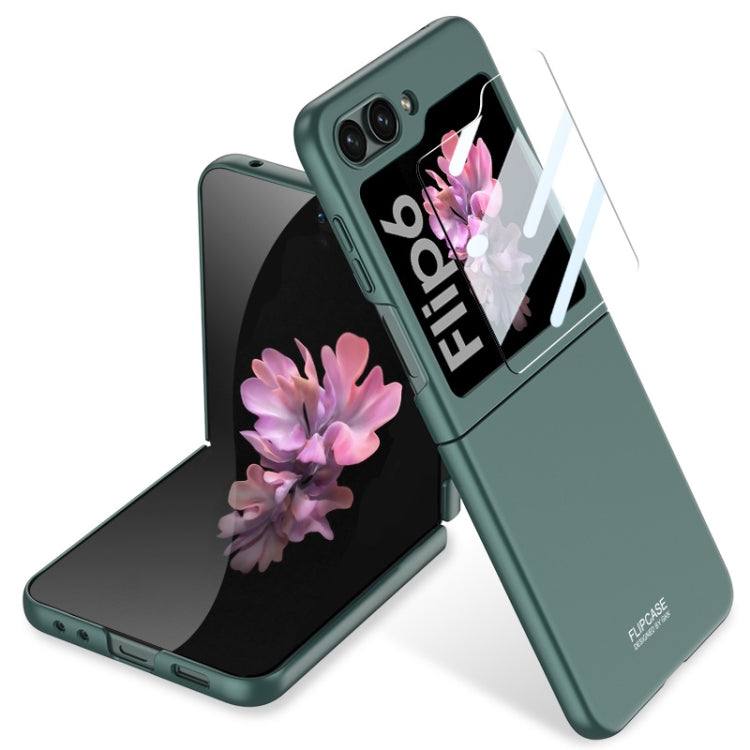 For Samsung Galaxy Z Flip6 GKK Ultra-thin Full Coverage Phone Case with Tempered Film(Dark Night Green)