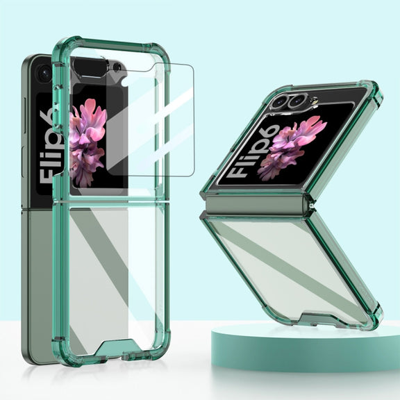 For Samsung Galaxy Z Flip6 GKK Airbag Full Coverage Phone Case with Tempered Film(Green)