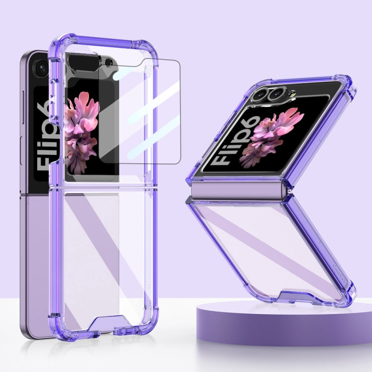 For Samsung Galaxy Z Flip6 GKK Airbag Full Coverage Phone Case with Tempered Film(Purple)