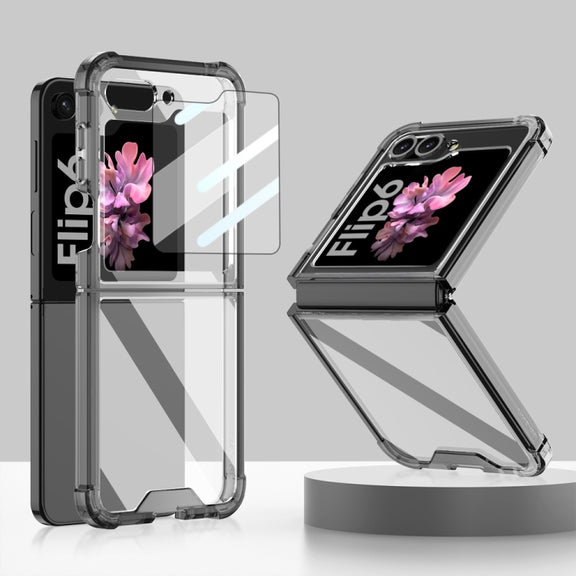 For Samsung Galaxy Z Flip6 GKK Airbag Full Coverage Phone Case with Tempered Film(Black)
