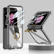 For Samsung Galaxy Z Flip6 / Flip7 FE GKK Airbag Ring Full Coverage Phone Case with Tempered Film(Black)