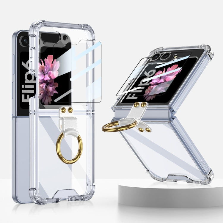 For Samsung Galaxy Z Flip6 GKK Airbag Ring Full Coverage Phone Case with Tempered Film(Transparent)
