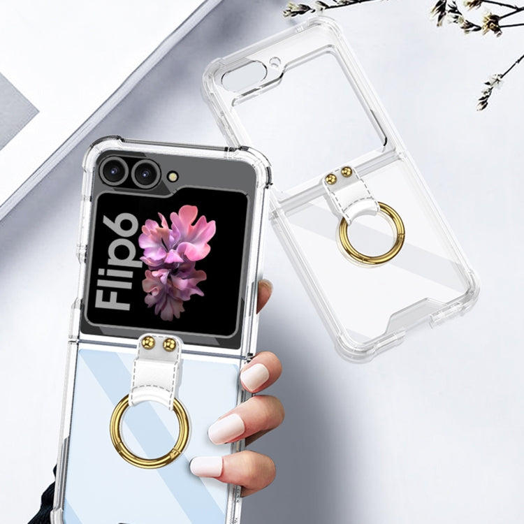 For Samsung Galaxy Z Flip6 GKK Airbag Ring Full Coverage Phone Case with Tempered Film(Transparent)