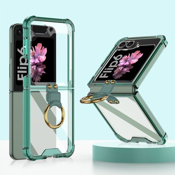 For Samsung Galaxy Z Flip6 / Flip7 FE GKK Airbag Ring Full Coverage Phone Case(Green)