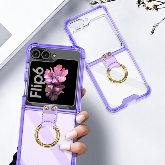 For Samsung Galaxy Z Flip6 / Flip7 FE GKK Airbag Ring Full Coverage Phone Case(Purple)