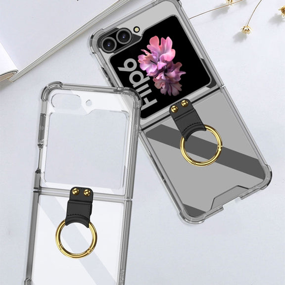 For Samsung Galaxy Z Flip6 / Flip7 FE GKK Airbag Ring Full Coverage Phone Case(Black)