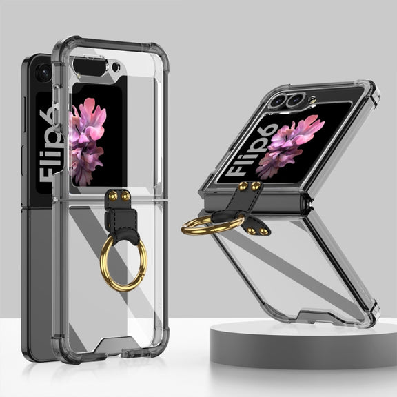 For Samsung Galaxy Z Flip6 / Flip7 FE GKK Airbag Ring Full Coverage Phone Case(Black)