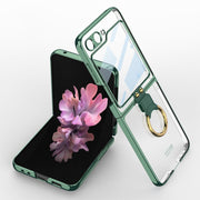For Samsung Galaxy Z Flip6 GKK Integrated Electroplating Phone Case with Ring(Green)