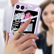 For Samsung Galaxy Z Flip6 GKK Integrated Electroplating Phone Case with Ring(Black)