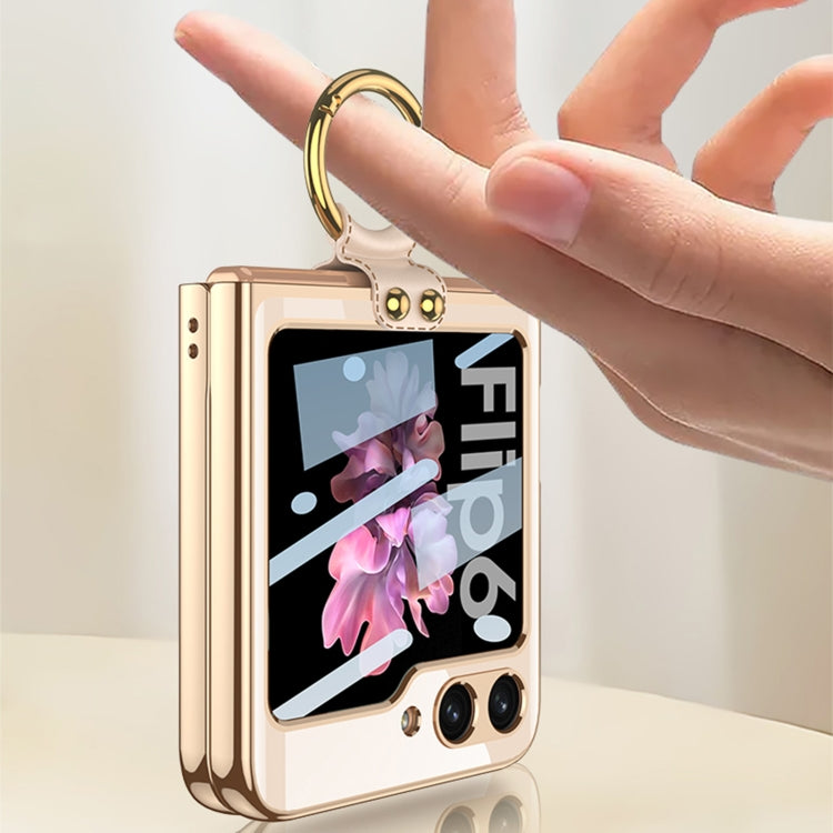 For Samsung Galaxy Z Flip6 GKK Integrated Electroplating Phone Case with Ring(Black)