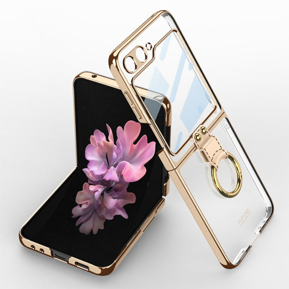 For Samsung Galaxy Z Flip6 GKK Integrated Electroplating Phone Case with Ring(Gold)