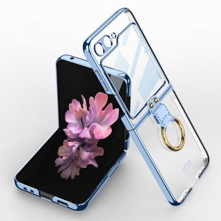 For Samsung Galaxy Z Flip6 GKK Integrated Electroplating Phone Case with Ring(Blue)