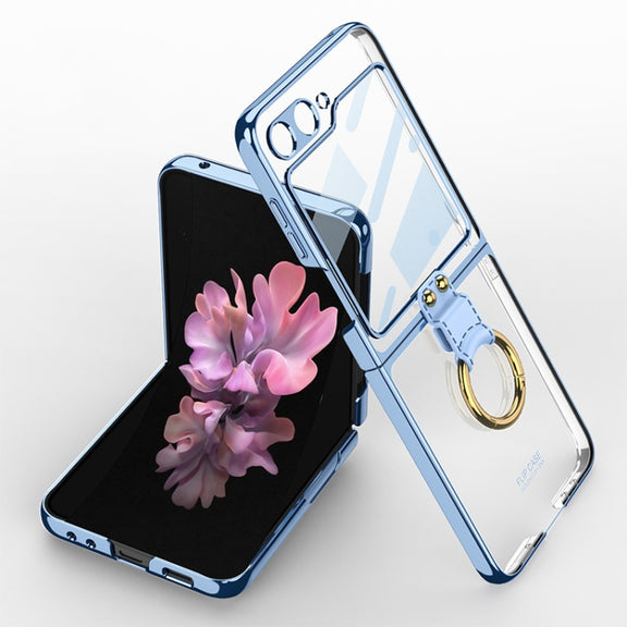 For Samsung Galaxy Z Flip6 GKK Integrated Electroplating Phone Case with Ring(Blue)
