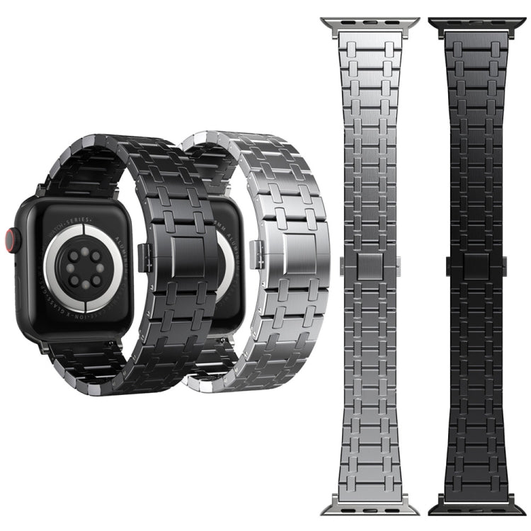 For Apple Watch SE 2023 44mm Modified Oak AP Titanium Alloy Watch Band(Black)