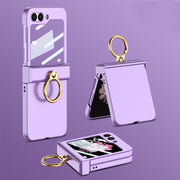 For Samsung Galaxy Z Flip6 GKK Integrated Ultra-thin Hinge Full Coverage Phone Case with Ring(Dream Mirror Purple)