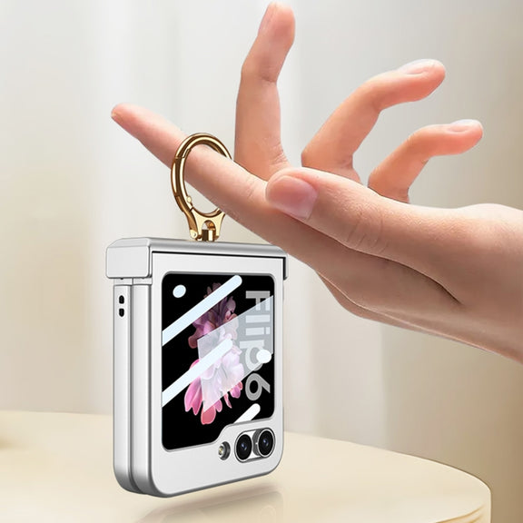 For Samsung Galaxy Z Flip6 GKK Integrated Ultra-thin Hinge Full Coverage Phone Case with Ring(Dream Mirror Purple)