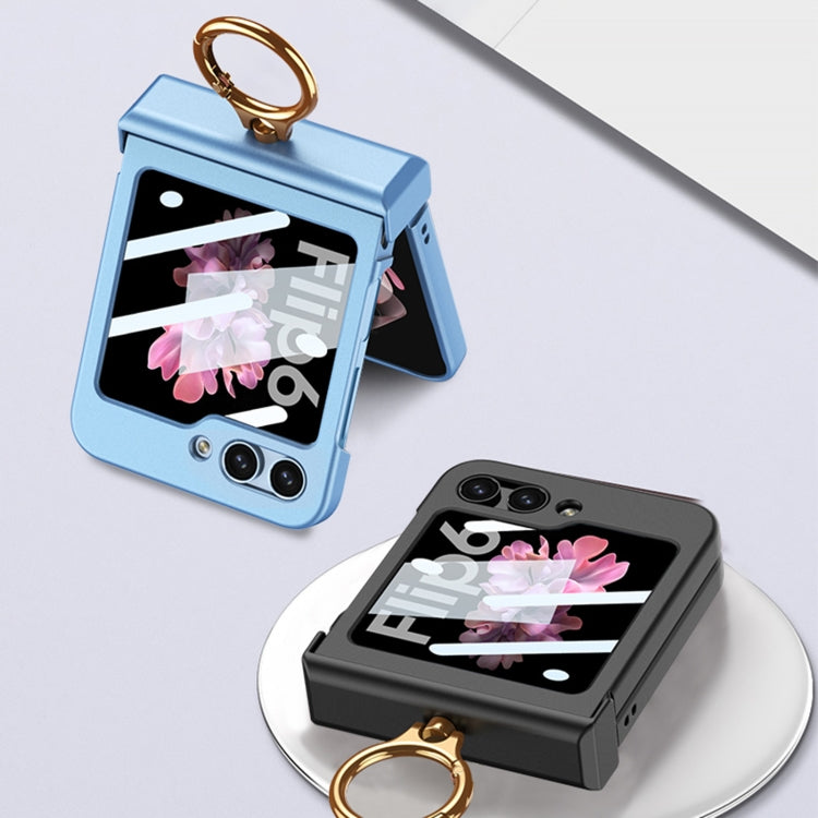 For Samsung Galaxy Z Flip6 GKK Integrated Ultra-thin Hinge Full Coverage Phone Case with Ring(Dream Mirror Purple)
