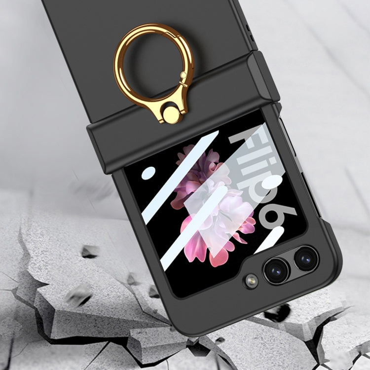 For Samsung Galaxy Z Flip6 GKK Integrated Ultra-thin Hinge Full Coverage Phone Case with Ring(Dream Mirror Purple)