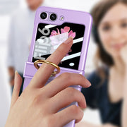 For Samsung Galaxy Z Flip6 GKK Integrated Ultra-thin Hinge Full Coverage Phone Case with Ring(Titanium Gray)
