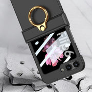 For Samsung Galaxy Z Flip6 GKK Integrated Ultra-thin Hinge Full Coverage Phone Case with Ring(Titanium Gray)