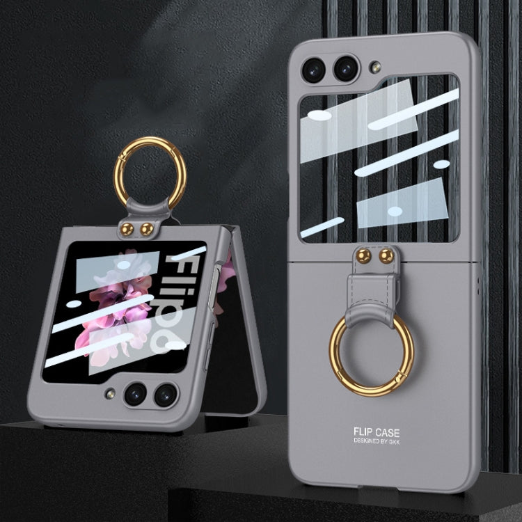 For Samsung Galaxy Z Flip6 GKK Integrated Ultra-thin PC Full Coverage Phone Case with Ring Holder(Gray)