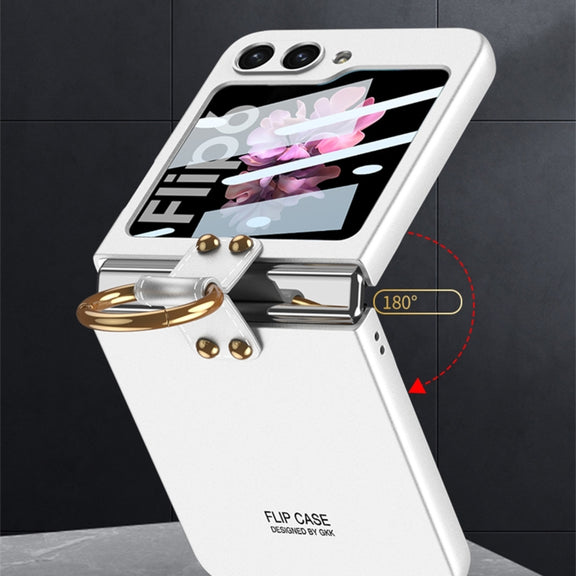 For Samsung Galaxy Z Flip6 GKK Integrated Ultra-thin PC Full Coverage Phone Case with Ring Holder(Gray)