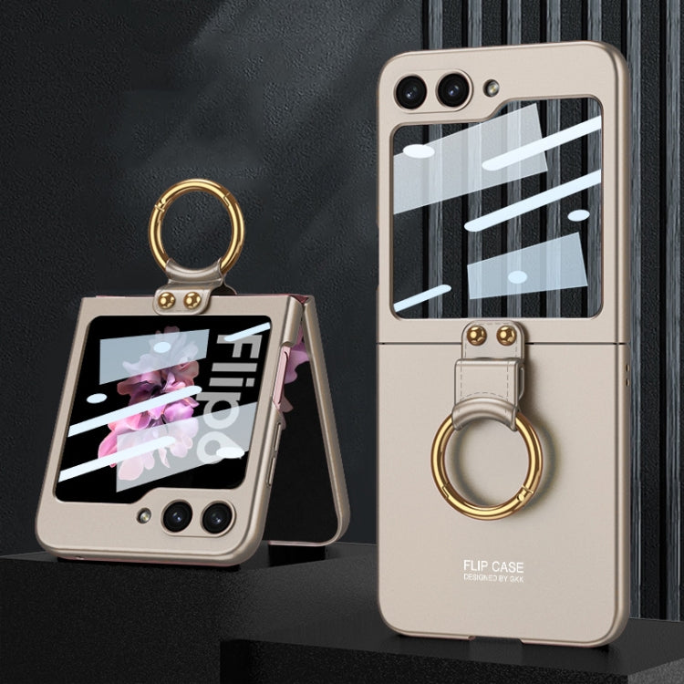 For Samsung Galaxy Z Flip6 / Flip7 FE GKK Integrated Ultra-thin PC Full Coverage Phone Case with Ring Holder(Titanium Gray)